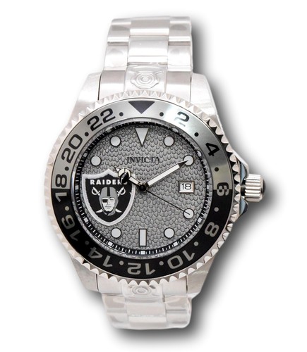 Pre-owned Invicta Nfl Las Vegas Raiders Men's 47mm Grand Diver Automatic Watch 45025