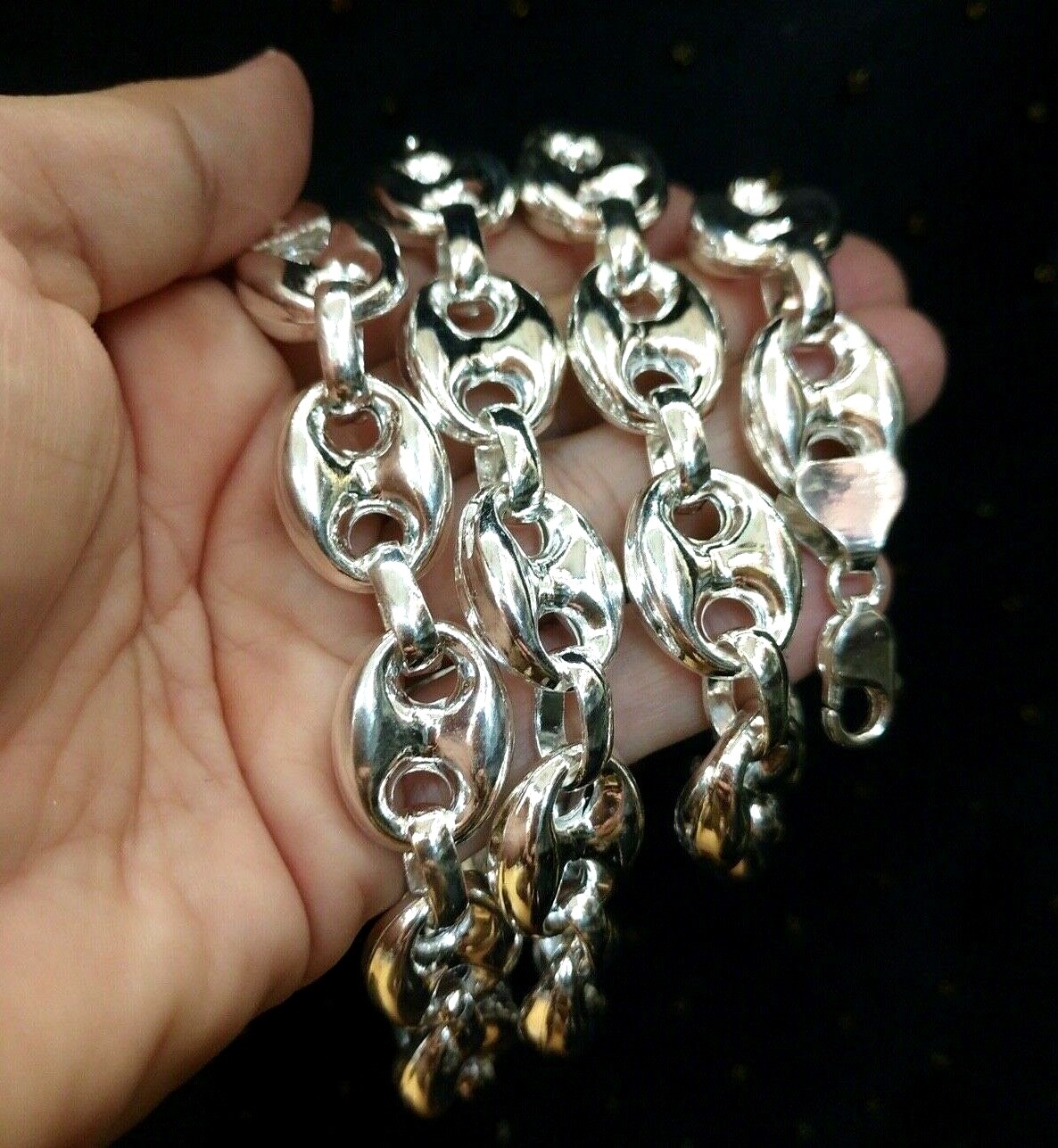 Pre-owned Handmade Mens Puffed Mariner Link Chains Necklaces 925 Sterling Silver 17mm 116gr 26inch