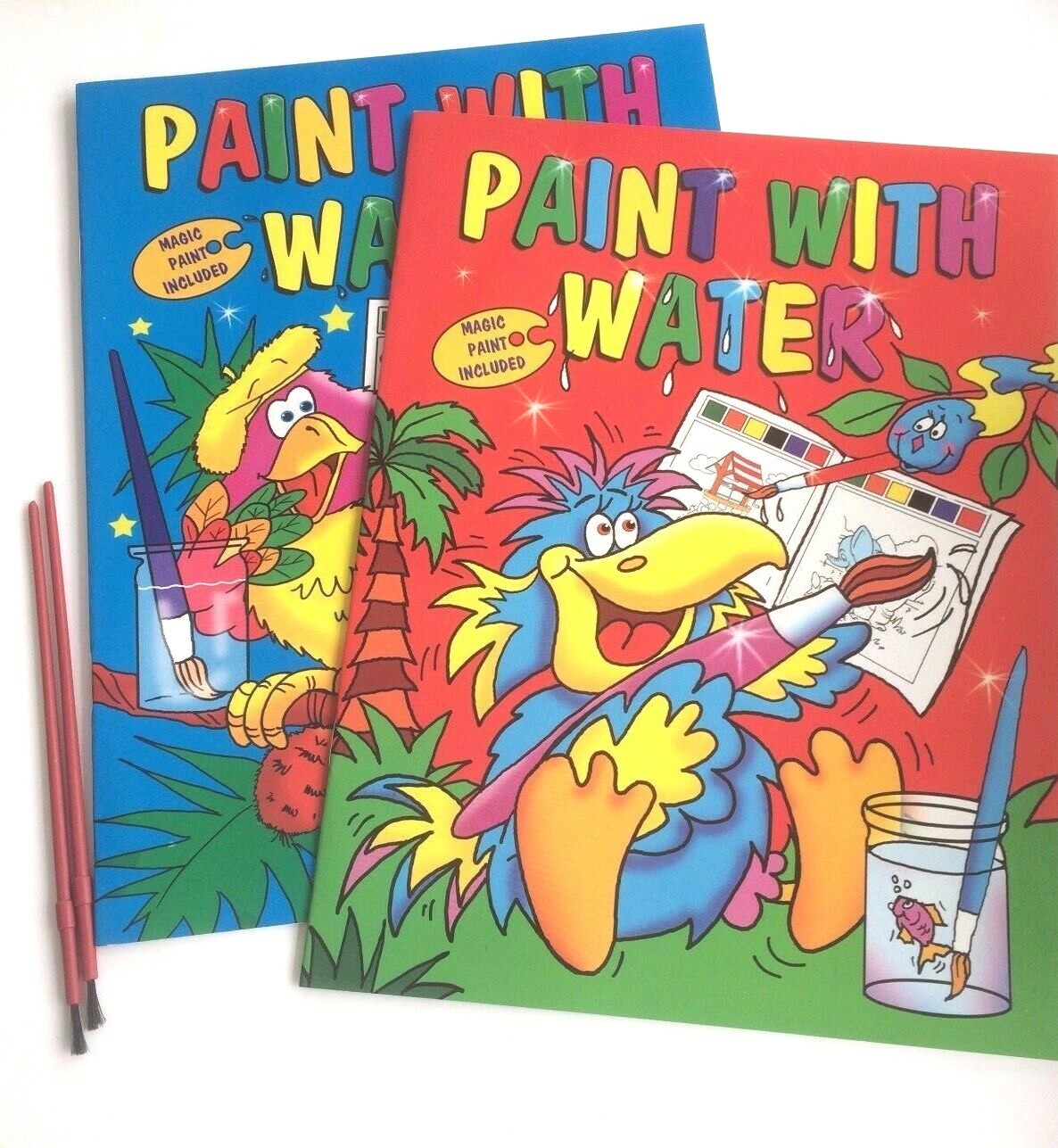 Download 2 X Paint With Water A4 Book Brush Colouring Book Magic Paints Just Add Water Ebay