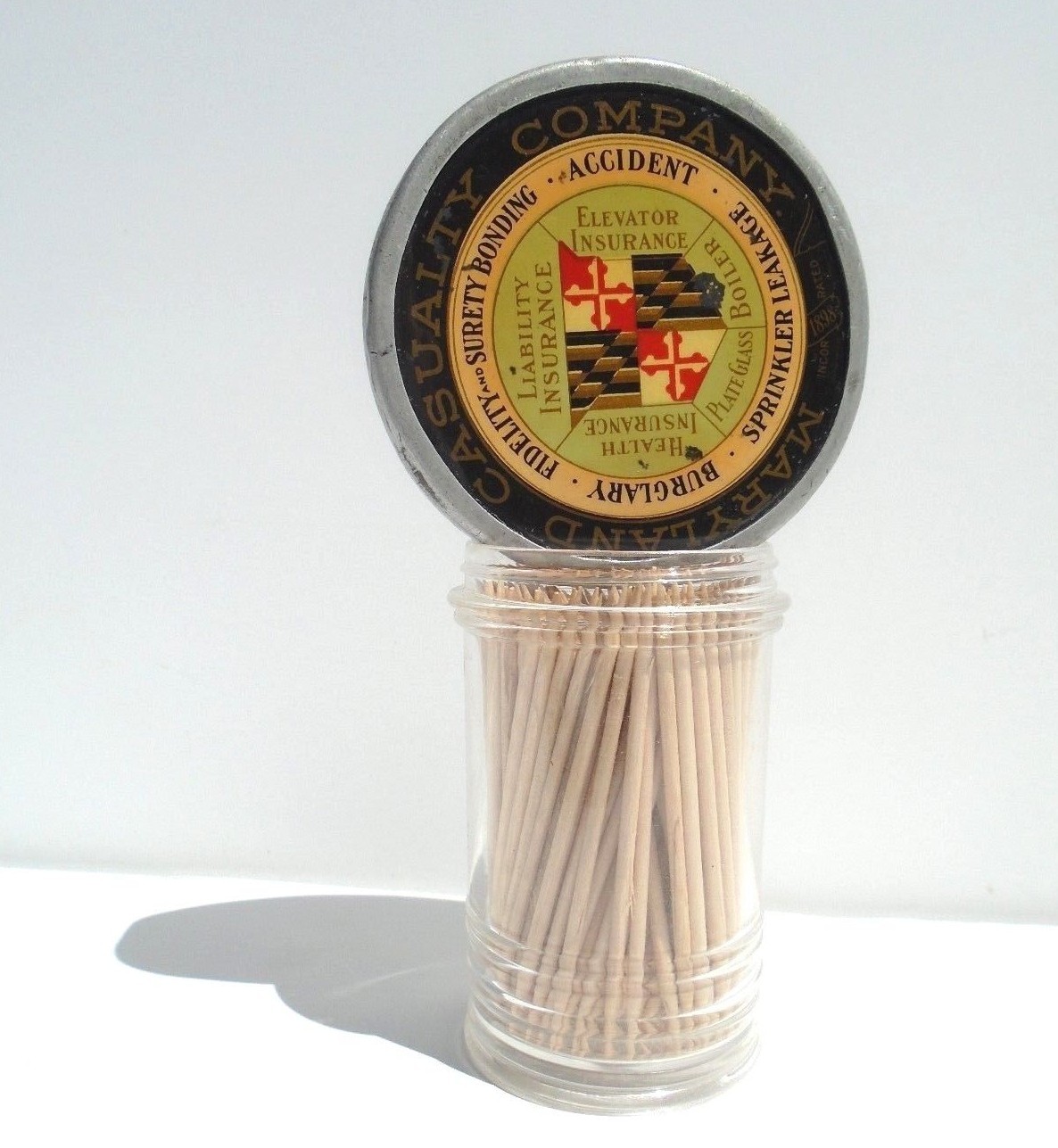 VINTAGE Disc PAPERWEIGHT Insurance Advertising  MARYLAND FLAG SOUVENIR