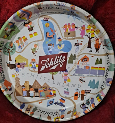 Schlitz Beer Metal Tin Tray Milwaukee Brewing Co Vintage 1957 Nice! Vintage