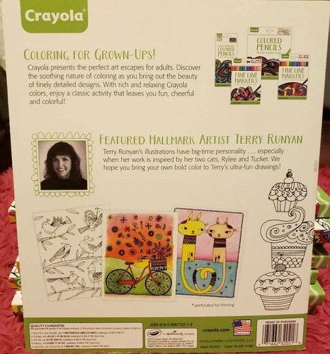 Crayola Whimsical Escapes Coloring Book NEW Hallmark Artists Terry Runyan 80 Pgs