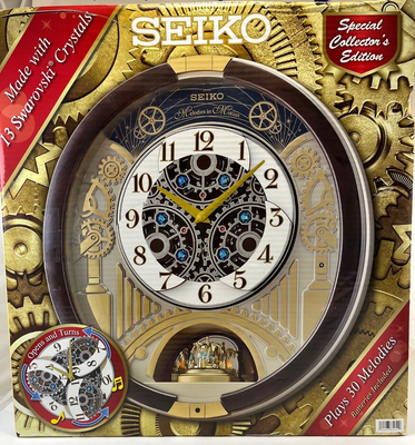 NIB Seiko Melodies In Motion Swarovski Crystals 2020 Wall Clock