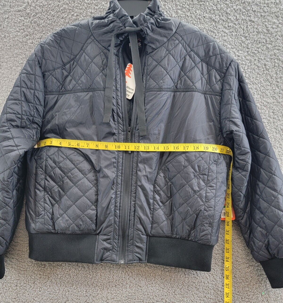 BASS OUTDOOR Quilted-Trim Zip Bomber Jacket Women's M Black Side Pockets L/S - Picture 7 of 21
