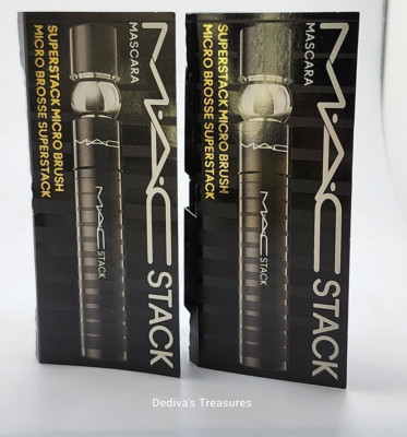 MACStack Lash Mascara 2ct~Superstack Micro Brush ~ BLACK ~Travel Size 2.1ml ~NIP