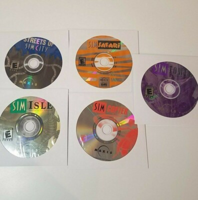 5 Sim City Video Games, for PC, CD-ROM, Safari, Tower, Isle, Copter, Streets Of