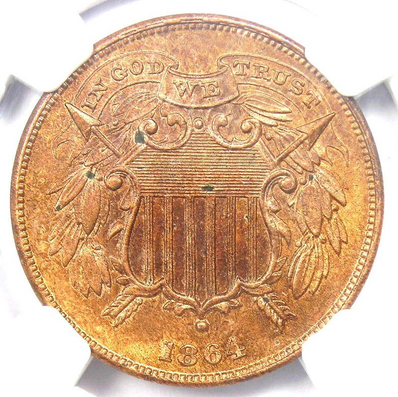 1864 "Small Motto" Variety Two Cent Coin 2C - NGC