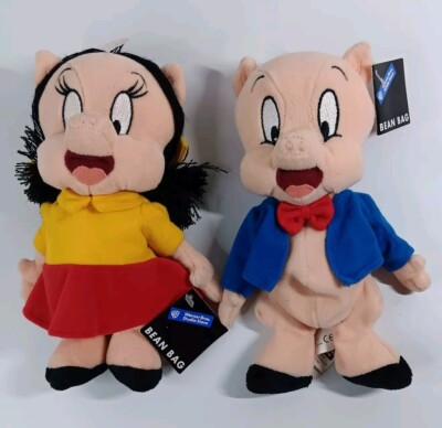 Warner Bros Studio Store Bean Bag Plush Porky Petunia Pig 1998 NWT