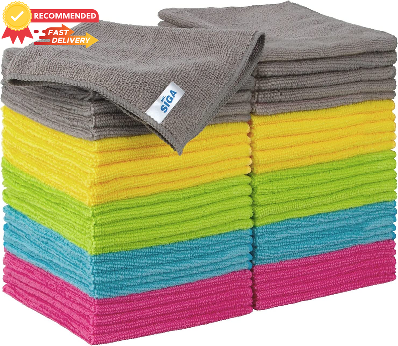 Microfiber Cleaning Cloths 50-Pack All-Purpose Towels 11.8x11.8 Inch