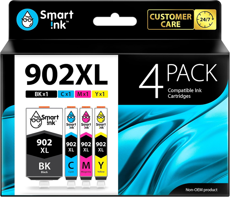 Compatible Ink Cartridge Replacement for HP 902XL 902 XL (4 Pack) with Advanced