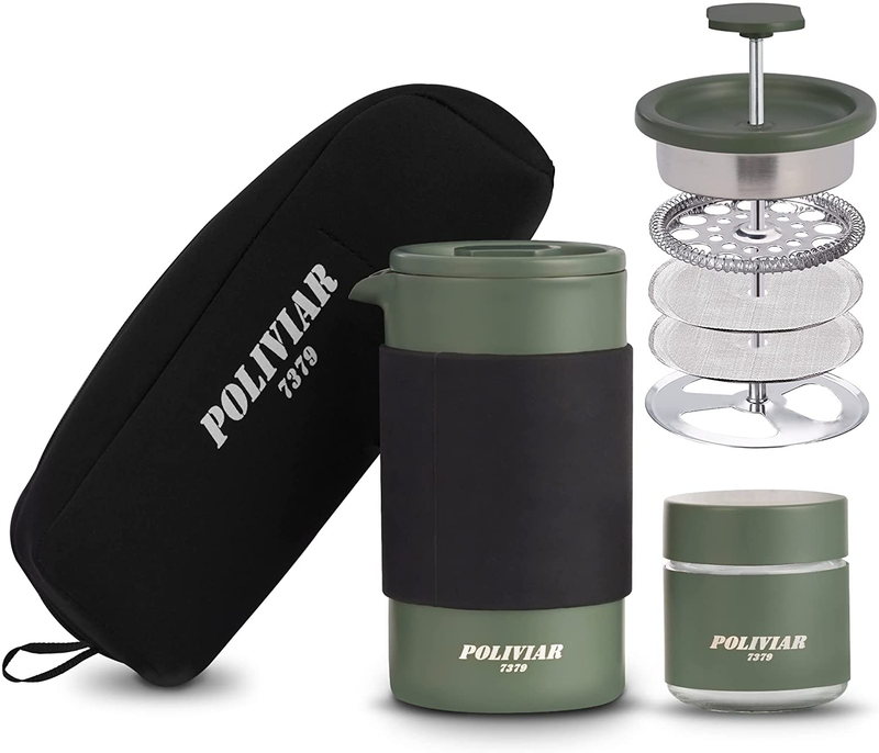 Coffee Maker, 12 Oz Portable French Press With Mini Canist