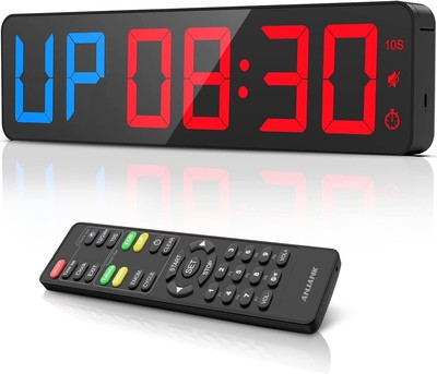 Gym Timer 15'' Large LED Display Wall Clock | Interval Workout | Count Down & ...