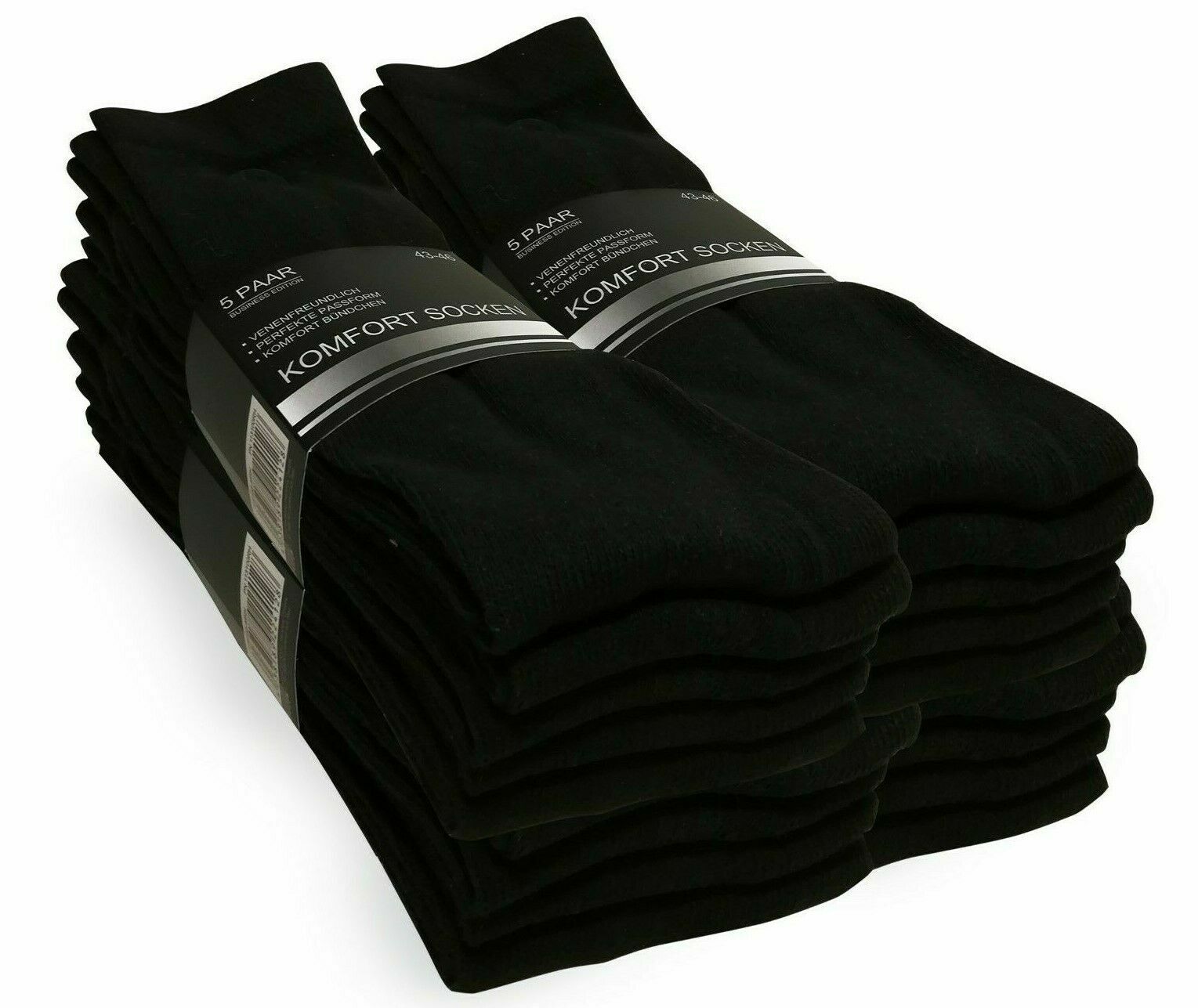 10-50 Paar Socken Komfort Socken BUSINESS Socken schwarz 35-50 Herrensocken