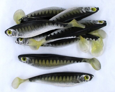 (10) Luck-E-Strike Shad Minnow Swimbait 6'' Black White Clear Bulk Lot Brand New