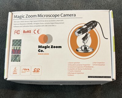 Magic zoom microscope camera. Attaches to labtops, cellphones, etc. 
