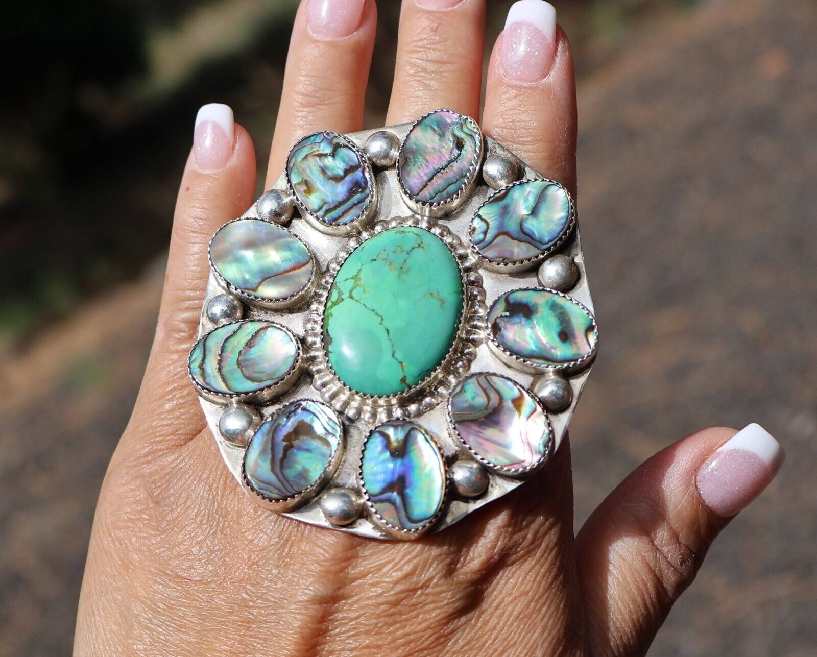 Vintage Navajo Ring Sterling Silver Massive Size Turquoise Vintage Navajo Ring Sterling Silver Massive Size Turquoise