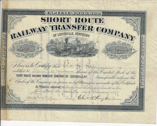 KENTUCKY 1897 Short Route Railway Transfer Co of Louisville Stock Certificate