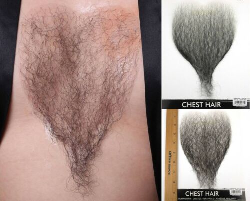 MENS MALE 100% HUMAN HAIR CHARACTERS COSTUME BODY HAIRY CHEST HAIR STUD HUNK 