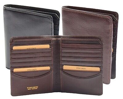 Mens Real Leather Breast Pocket Wallet Coat Purse Bifold RFID Safe With Gift Box