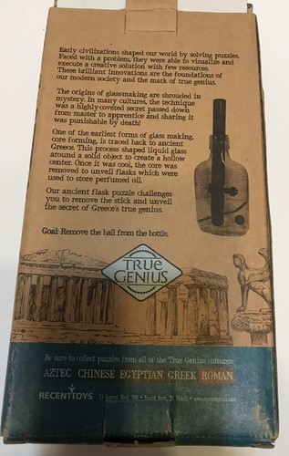 True Genius Grecian Glass Bottle Puzzle Difficulty Level 14-up New In Box