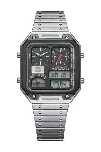 Pre-owned Citizen Collection Jg2126-69e Record Label Thermo Sensor Watch Ana-digi Temp