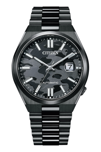 Pre-owned Citizen Automatic Black Camouflage Dial Sapphire Glass Nj0155-87e