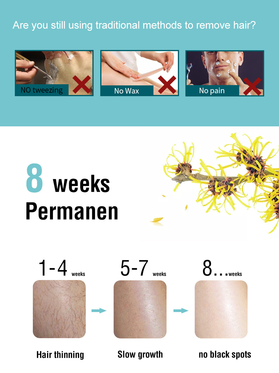 Hair Removal Spray Natural Painless Permanent Depilatory Cream