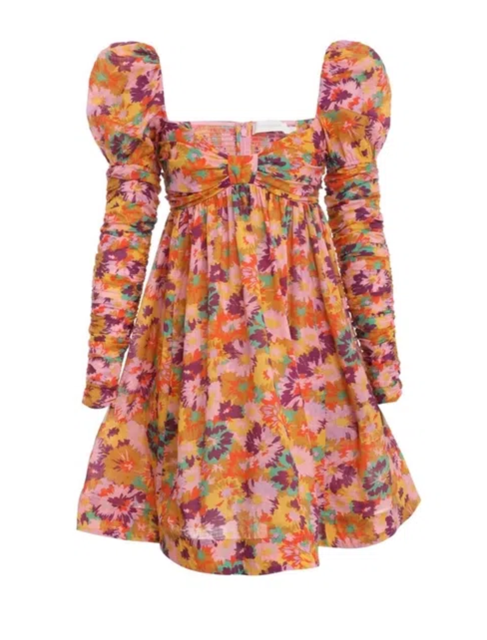 BNWOT ZIMMERMANN MUSTARD MULTI FLORAL VIOLET TWIST FRONT