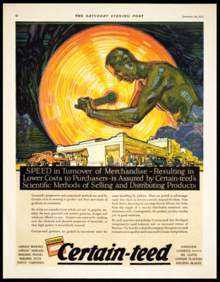 1927 CERTAIN-TEED Building Shingles Flooring PAUS Art Deco Vtg PRINT AD