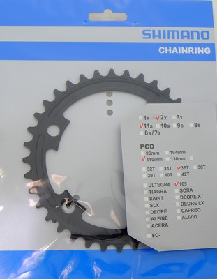 Shimano 105 FC-5800 Chainring 36T for 52-36T, Black, 11 Spd