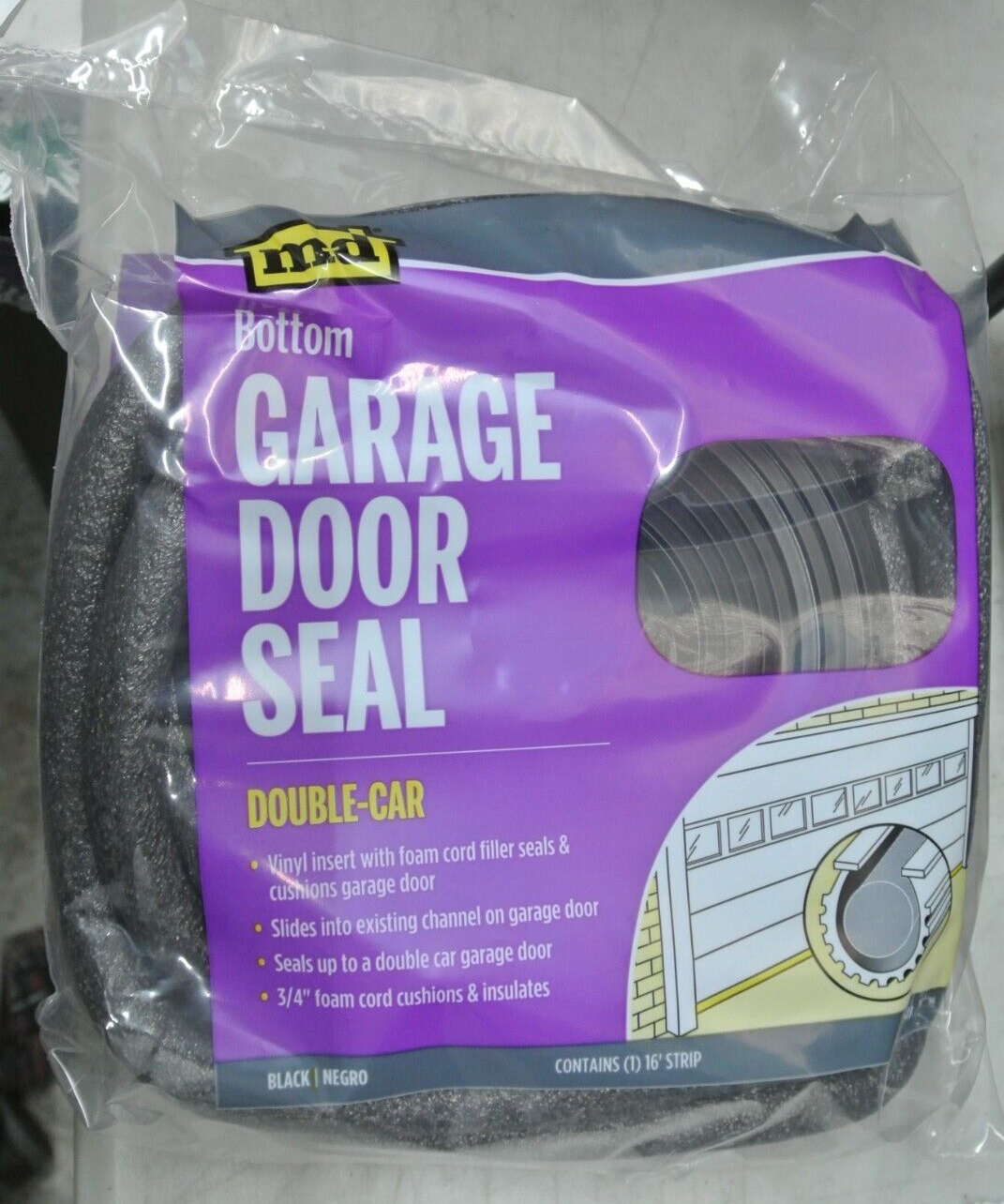 (2) M-D Products 16ft Rubber Replacement 38341 Bottom Garage Door Seal