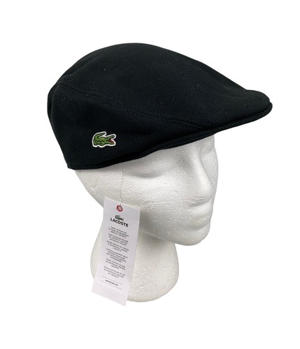 

НОВАЯ хлопковая плоская кепка Lacoste Pique, черная мужская шапка под крокодила, размер Small, Черный
