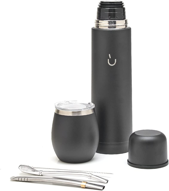balibetov Complete Yerba Mate Set - Modern Mate Gourd, Vacuum Flask