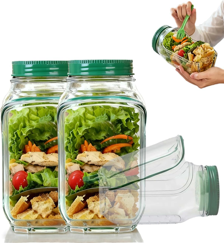 Salad Pod Mason Jar Side Open, Original Salad Jar with Side Opening for Lunch, P
