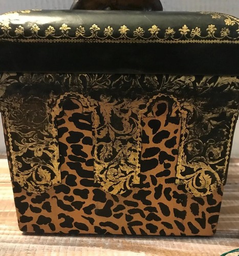 John Richard Collection Hand Painted Leather & Wood Box Brass Camel India Gold
