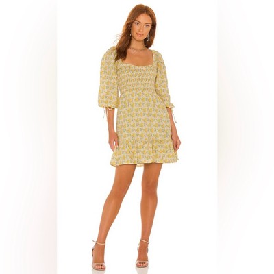 Faithfull The Brand Romina Dahlee Floral Print Linen Mini Dress Women's 4
