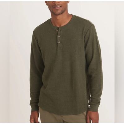Men s Marine Layer Box Supima Cotton Modal Waffle Henley in Forest Night 2XL