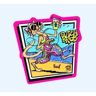 One Dutch Bros cool cat swifty sticker drop April 2023 beach wave crab