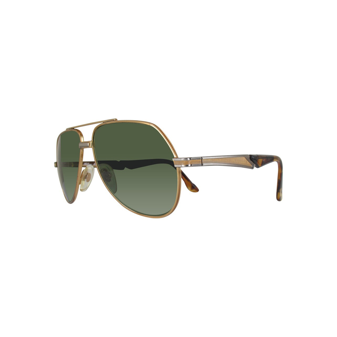 Pre-owned Hilton Authentic  London Monsieur 21 0006 Havana 24kt Gold Plated Sunglasses In Green