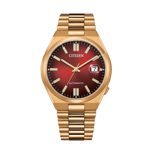 Pre-owned Citizen Nj0153-82x Automatic Mens Watch Gold Tone Red Dial Usus