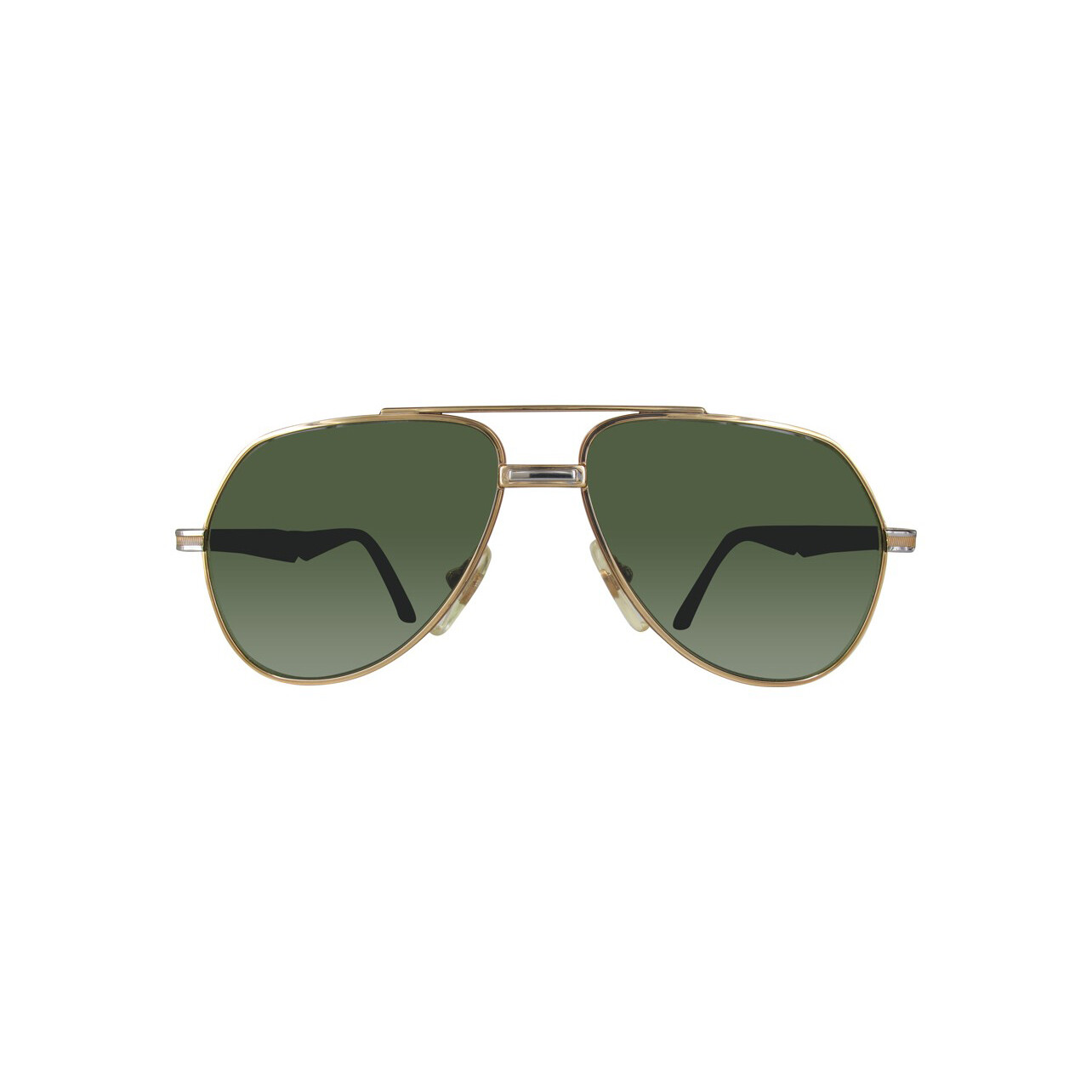 Pre-owned Hilton Authentic  London Monsieur 21 0006 Havana 24kt Gold Plated Sunglasses In Green