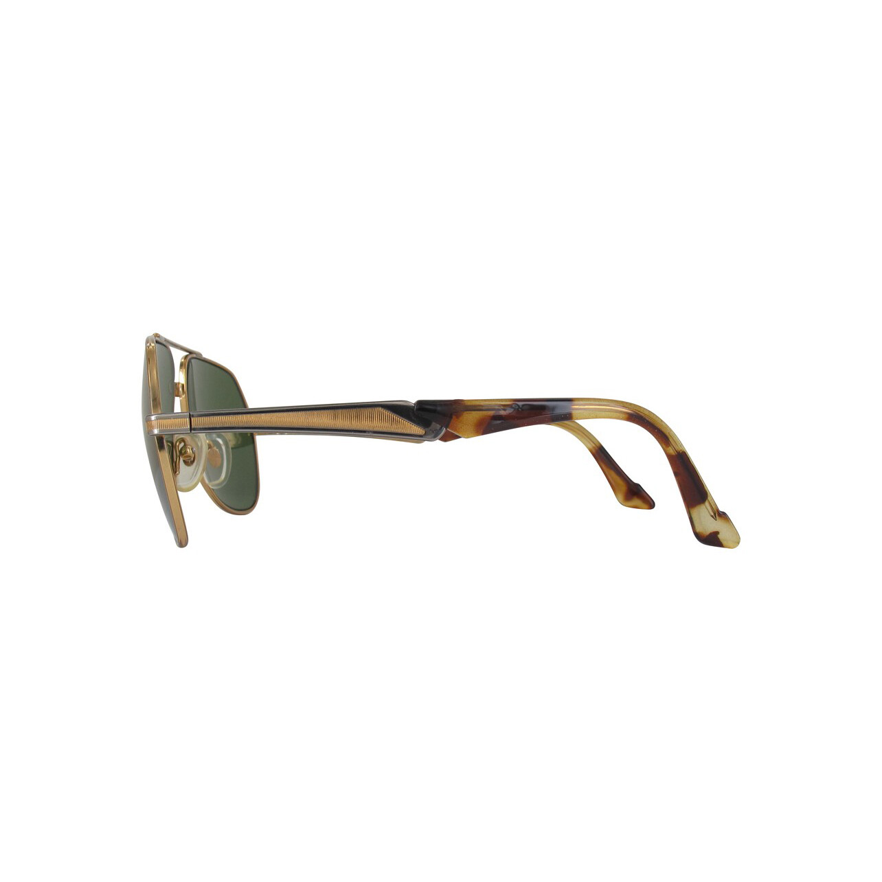 Pre-owned Hilton Authentic  London Monsieur 21 0006 Havana 24kt Gold Plated Sunglasses In Green