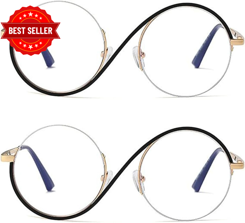 2Pcs Retro round Blue Light Blocking Glasses for Men & Women
