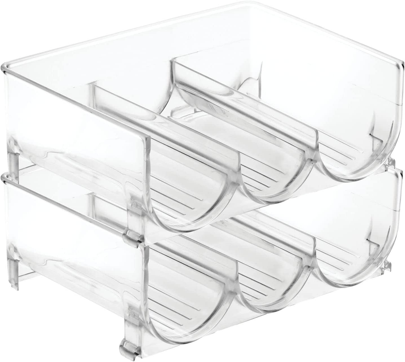 Mdesign Plastic Free-Standing Stackable 3 Bottle Storage Holder Rack - Water, Wi