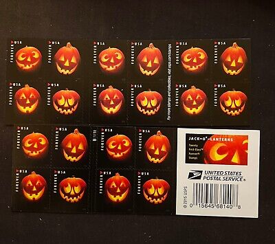 Booklet of 20 Halloween Forever Stamps 2016 JACK-O'-LANTERNS -#5137-5140 MNH  