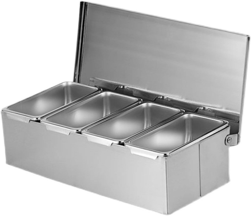 Stainless Steel Seasoning Box, 4 Compartments Container with Lids for Kitchen St
