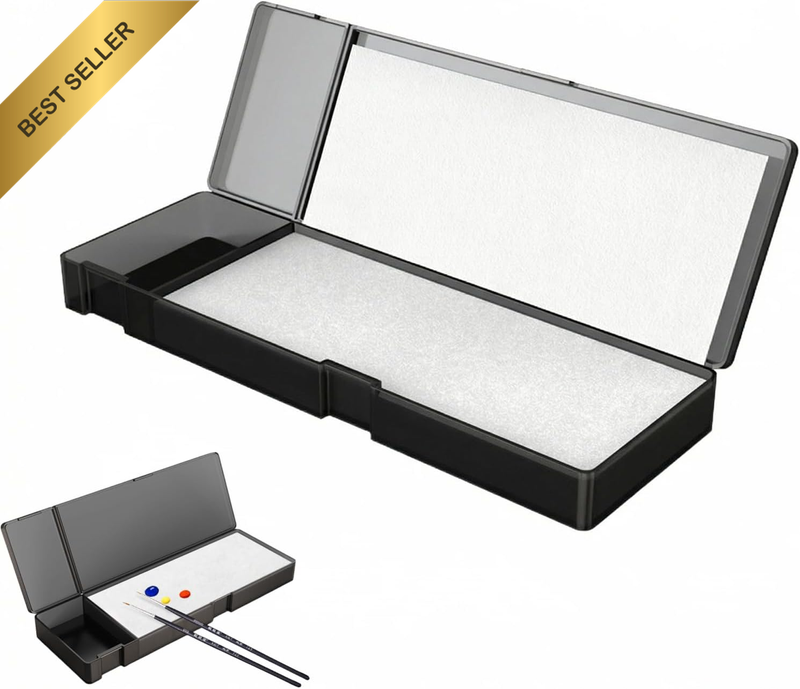 Wet Palette with Built-In Brush Cleaning Station Portable Solution for Acrylic a