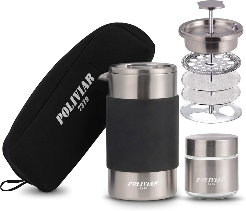 Coffee Maker, 12 Oz Portable French Press With Mini Canister