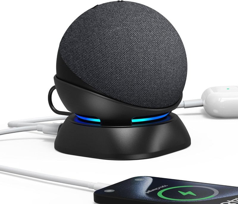 Versatile Charging Stand-For Mobiles Earbuds and Echo Dot (4th/5th Gen)
