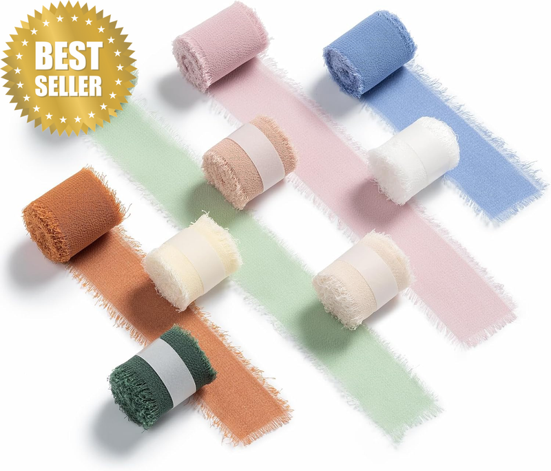 Chiffon Ribbon Gift Wrapping Fringe Frayed Edged Ribbons Colorful | Soft Chiffon